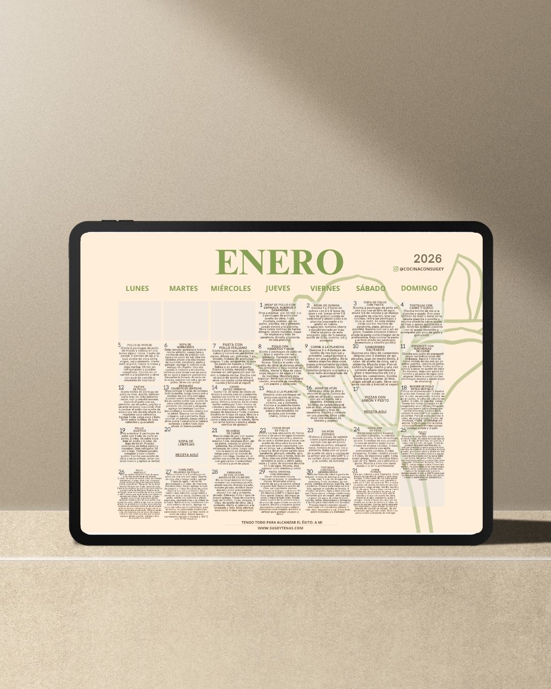 Calendario de Comidas 2026 - Vista 2