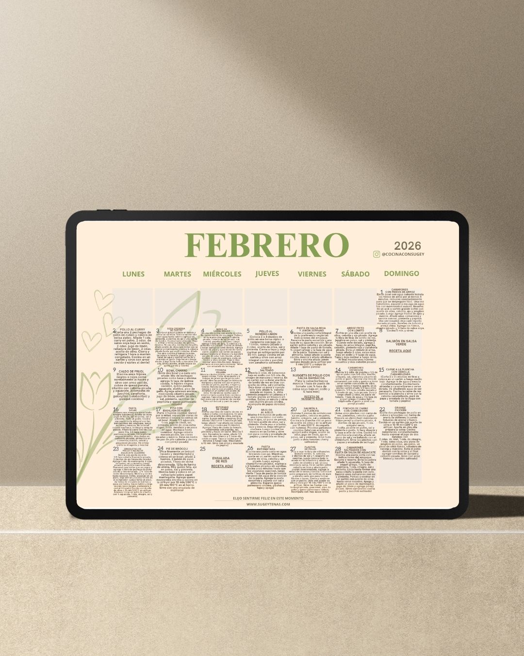 Calendario de Comidas 2026 - Vista 3