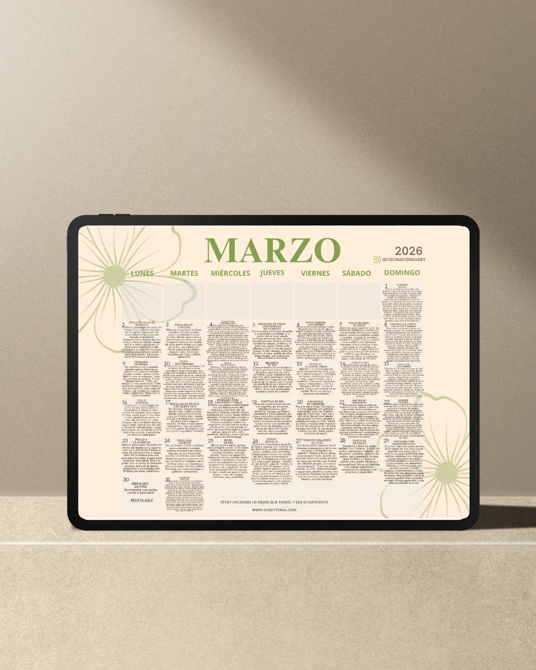 Calendario de Comidas 2026 - Vista 4